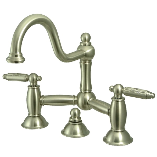 KS3918GL Restoration Bathroom Bridge Faucet, Brushed Nickel